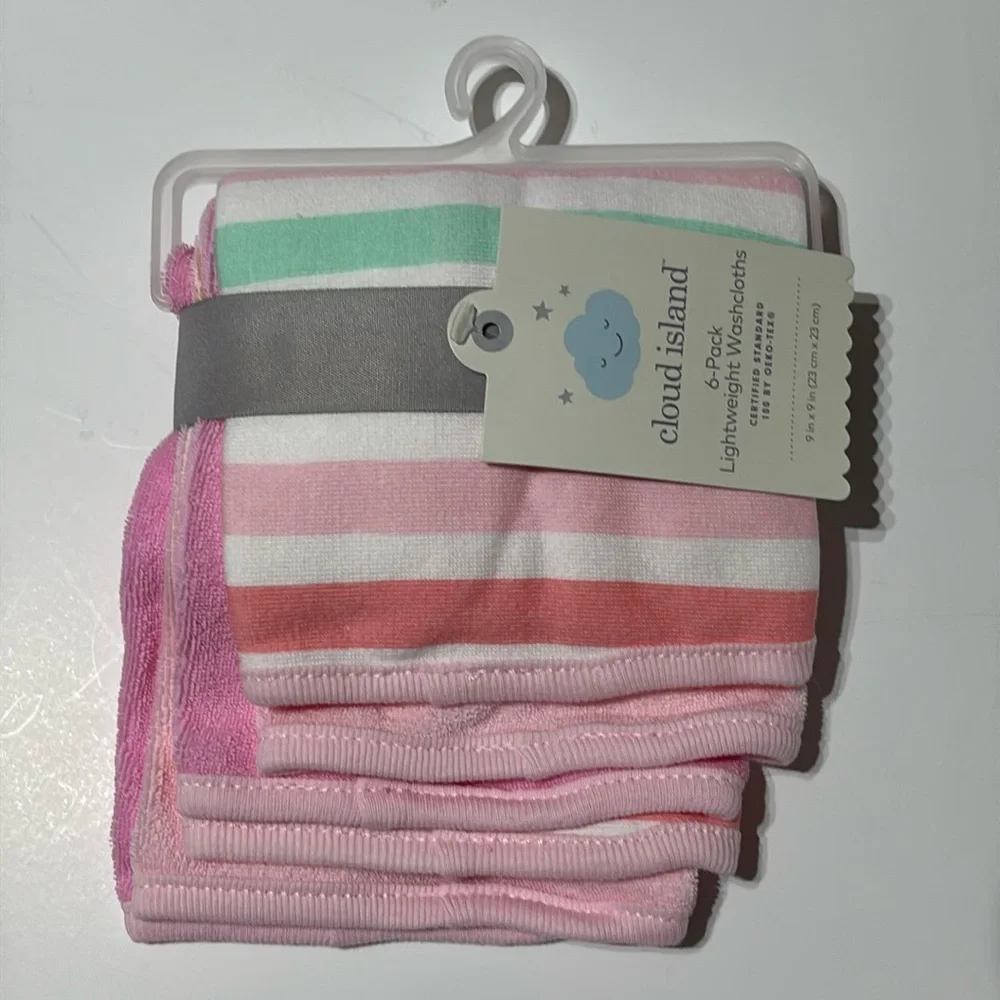Cloud Island Baby Washcloth Set 6 Pack in Pink